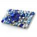 Samsung Galaxy S6 - Luxury Handmade Bling Bling 3D Rhinestone Crystal Protective Hard Clear Phone Cover Case - Blue Flower with Pendant